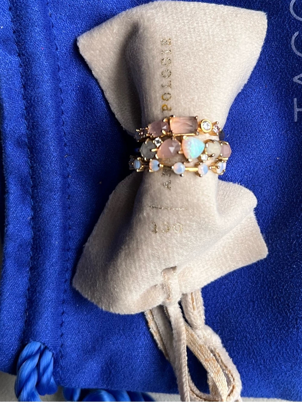 Rose Gold Rings with Pink Stones and Opal Accents